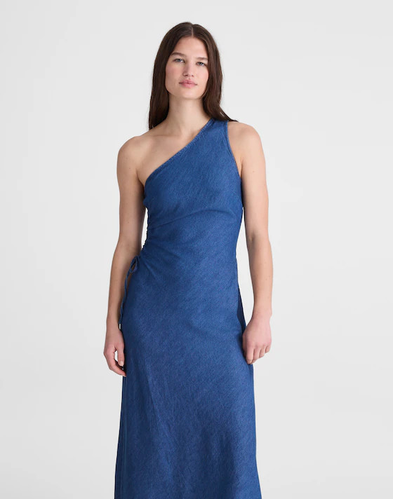 Denim One-Shoulder Maxi Dress | Madewell