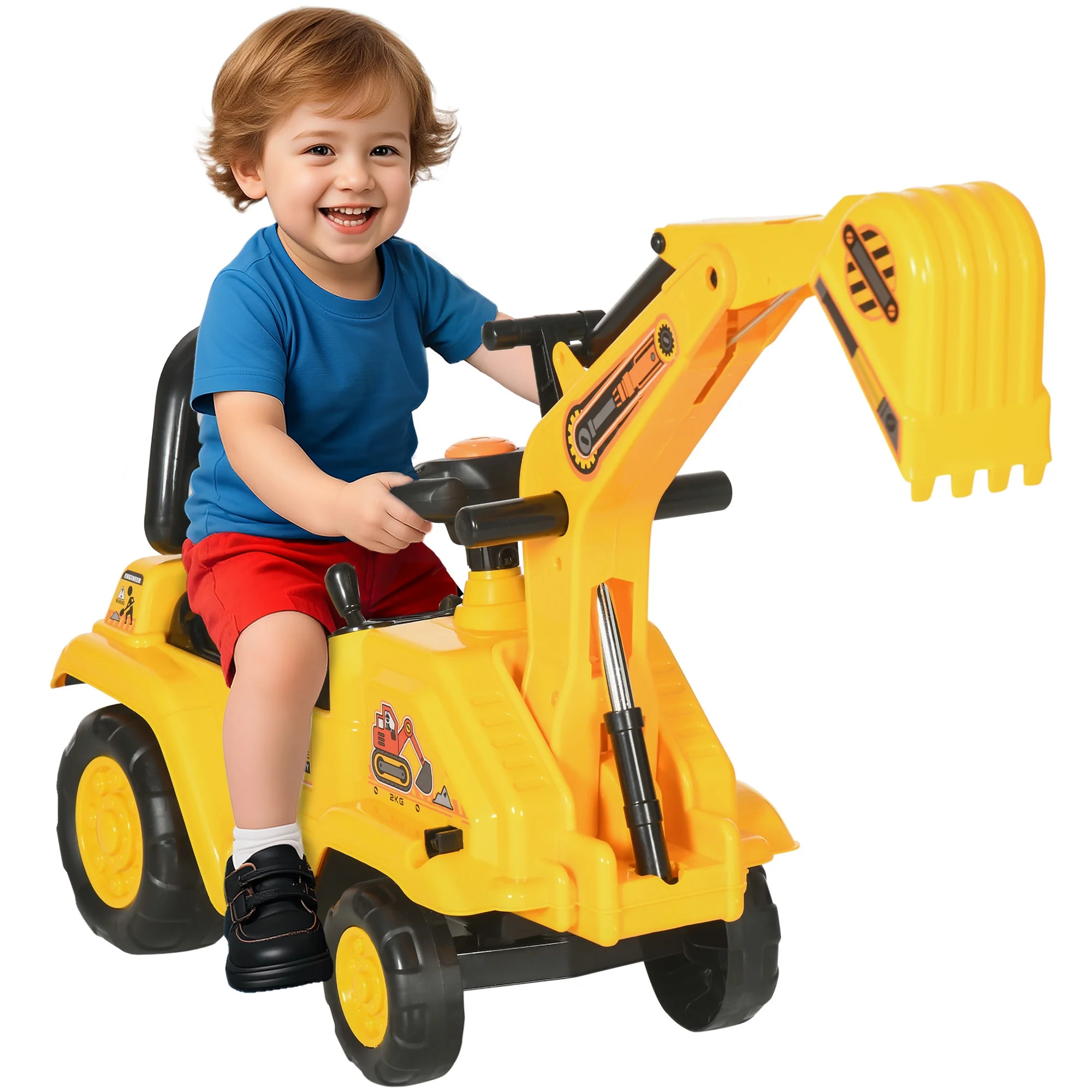 HOMCOM NO POWER Ride on Excavator for Kids, Ride on Toy with Digger, Storage, Horn, Steering Whee... | Walmart (CA)