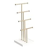 Amazon Basics Four-Tier Jewelry Tree Stand - White/Brass | Amazon (US)