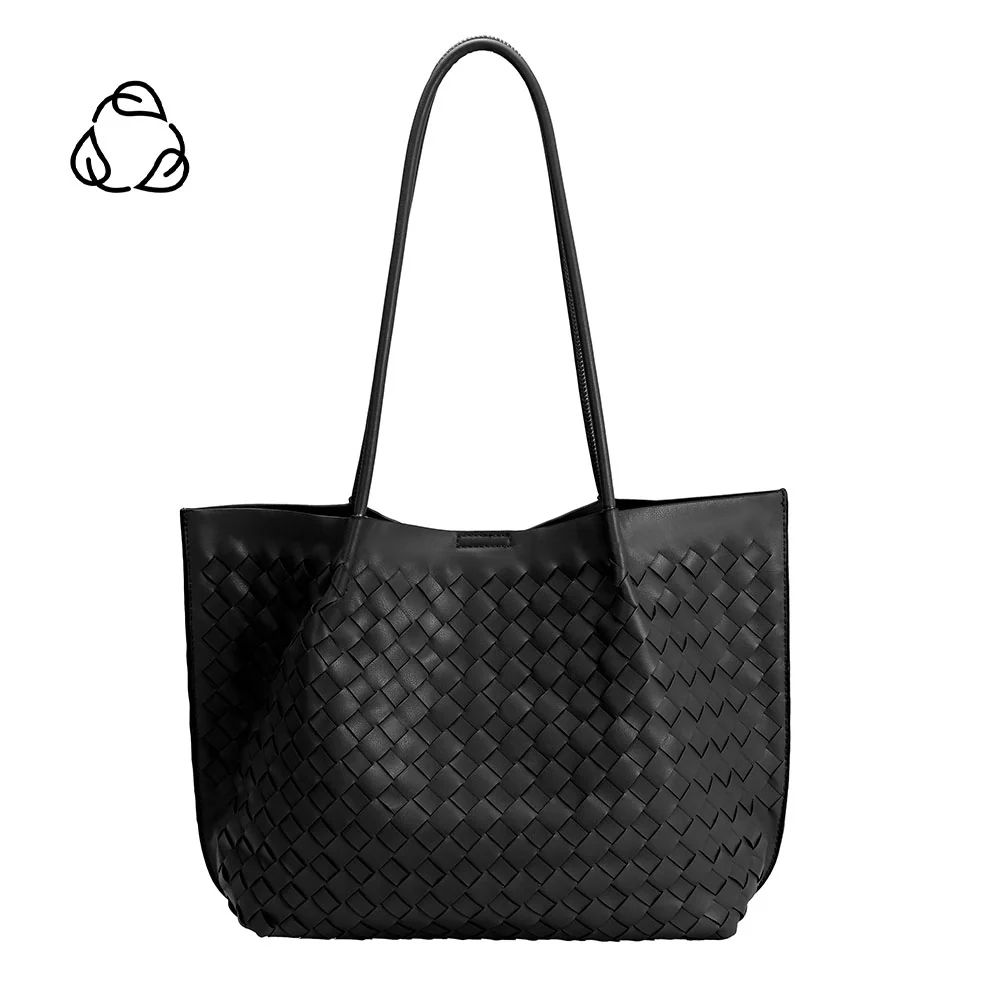 Black Victoria Large Recycled Vegan Leather Tote Bag | Melie Bianco | Melie Bianco