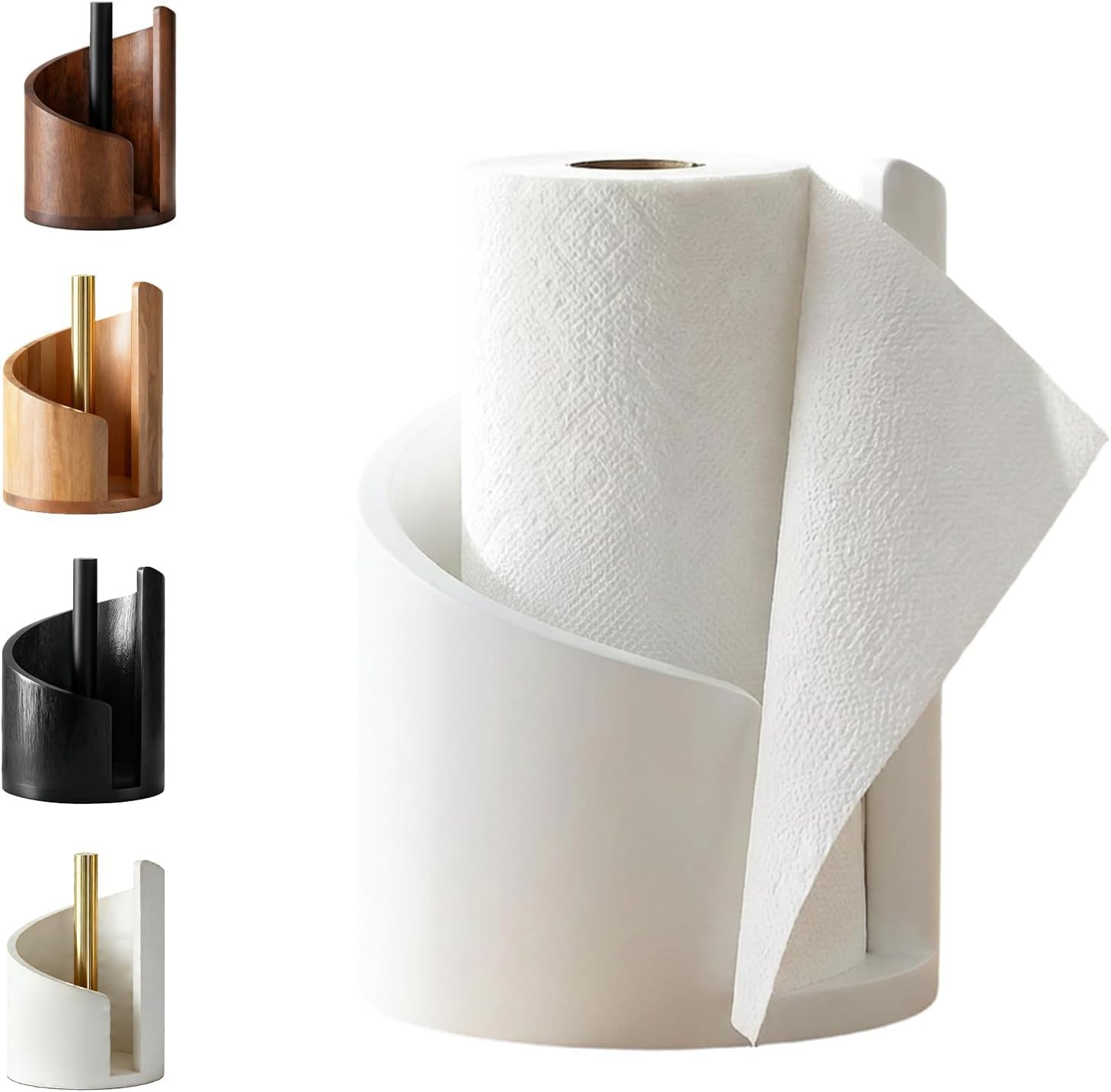 2026 New Mountain Paper Towel Holder Countertop,Natural Mango Wood Round Base and Iron Holder, Wo... | Amazon (US)