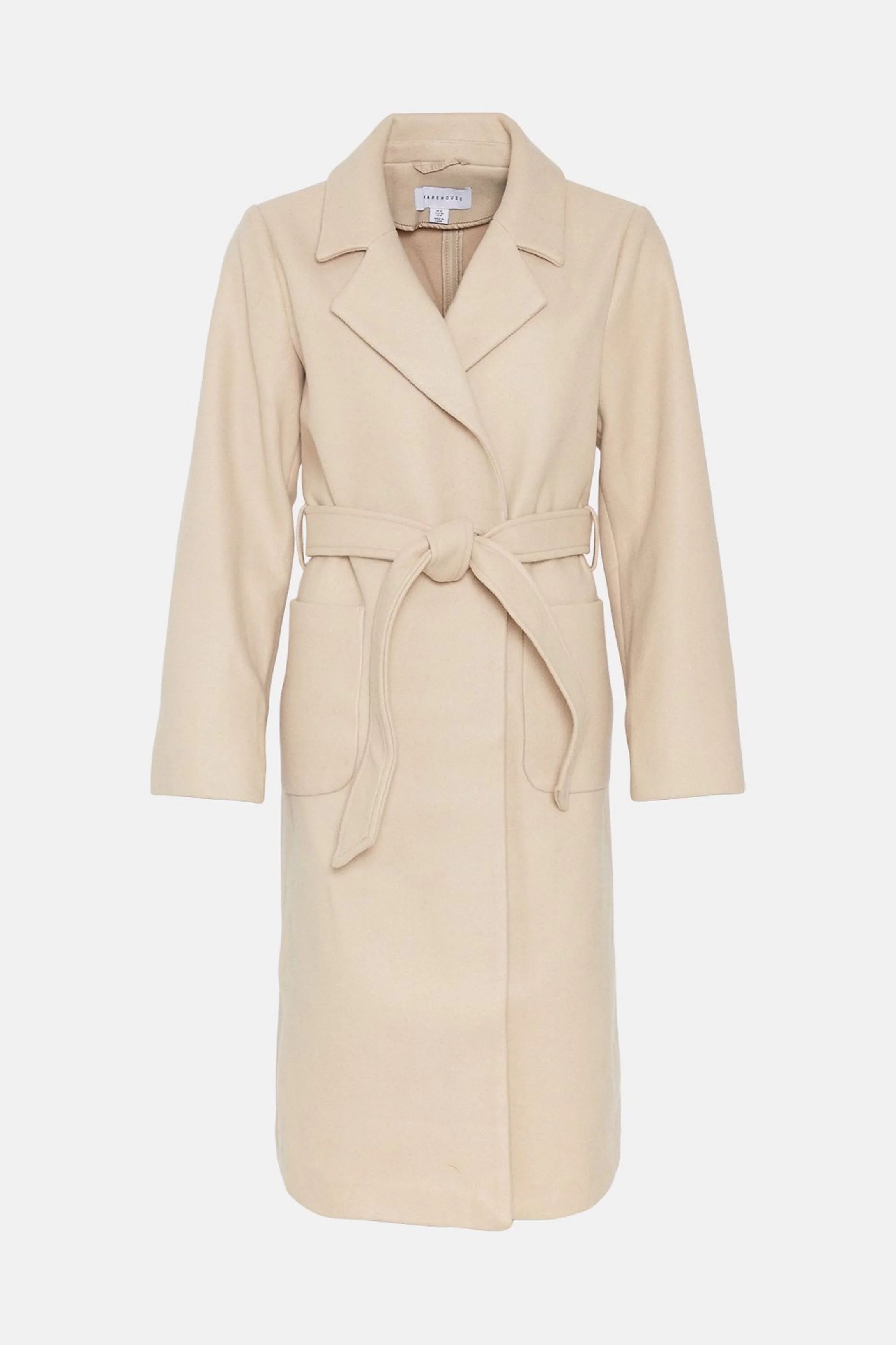 Petite Wrap Front Belted Coat | Warehouse UK & IE