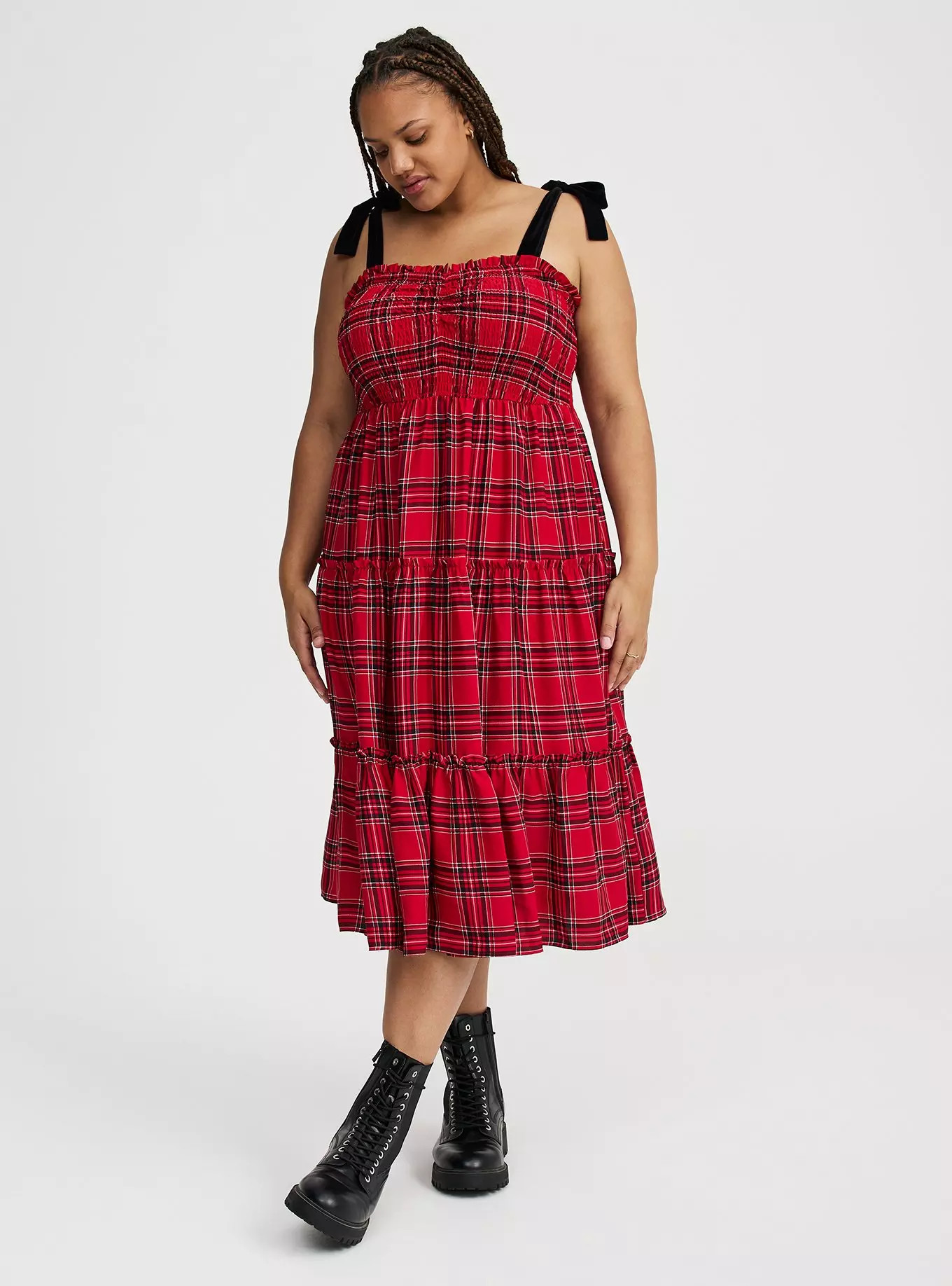 Smocked Tiered Midi Dress | Torrid (US & Canada)