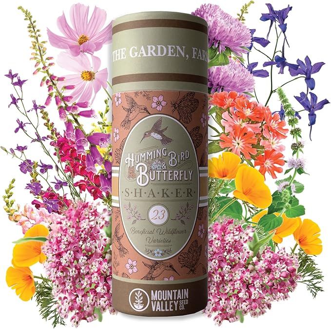 Wildflower Seeds Shaker - Hummingbird and Butterfly Mix - 100,000+ Wild Flower Seeds - in Beautif... | Amazon (US)