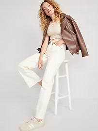 Faux-Leather Belted Biker Jacket for Women | Old Navy (US)