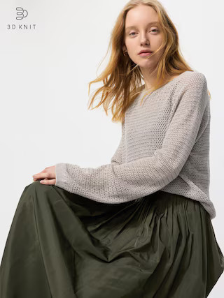 Women's 3D Knit Mesh Sweater Light Gray 2XL UNIQLO US | UNIQLO (US)