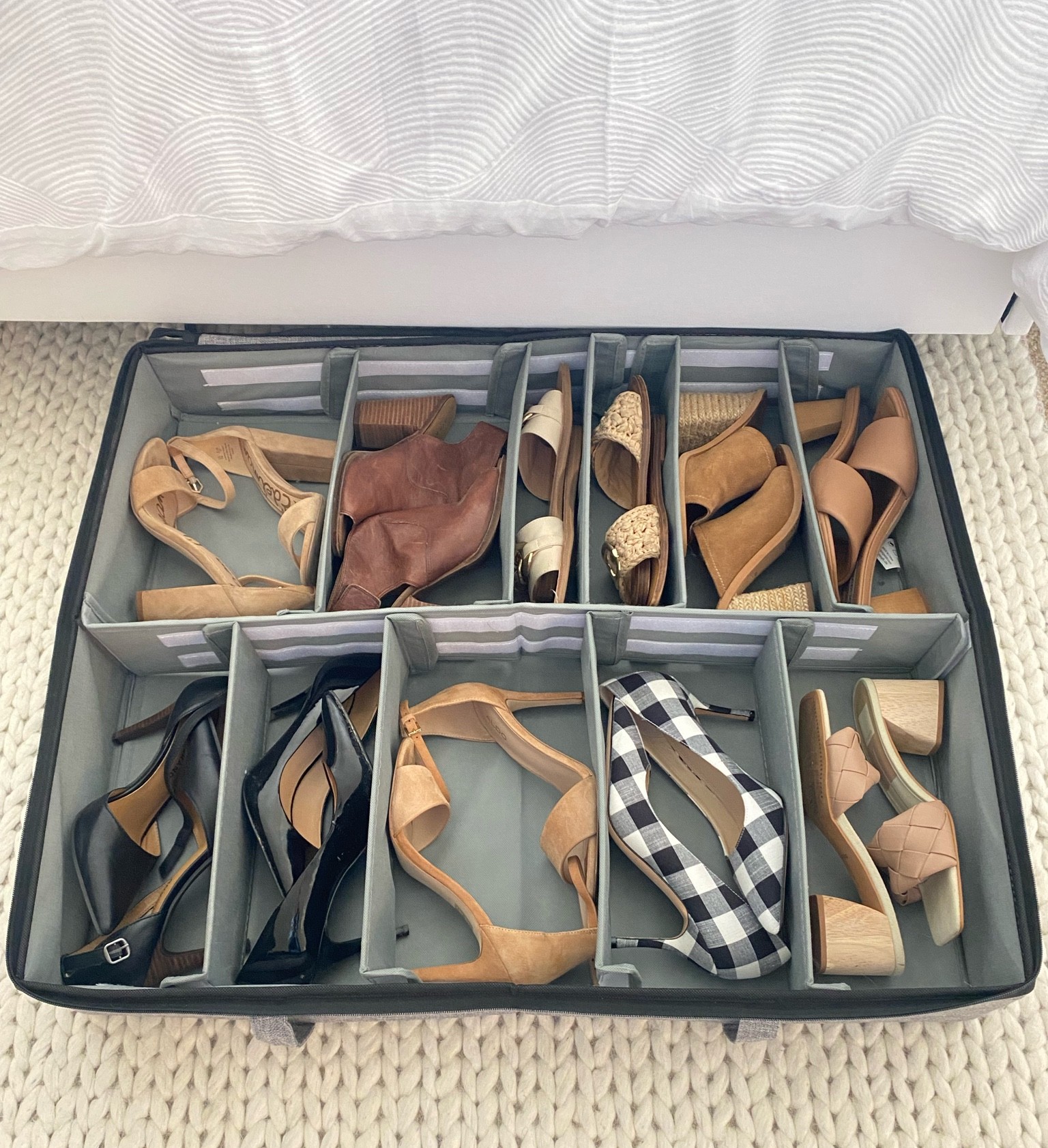 Transition into fall calls for storing the summer sandals and breaking out the boots. This shoe organizer comes with velcro dividers to adjust the size to fit your shoes. Perfect under the bed storage! 

#LTKshoecrush #LTKunder50 #LTKhome