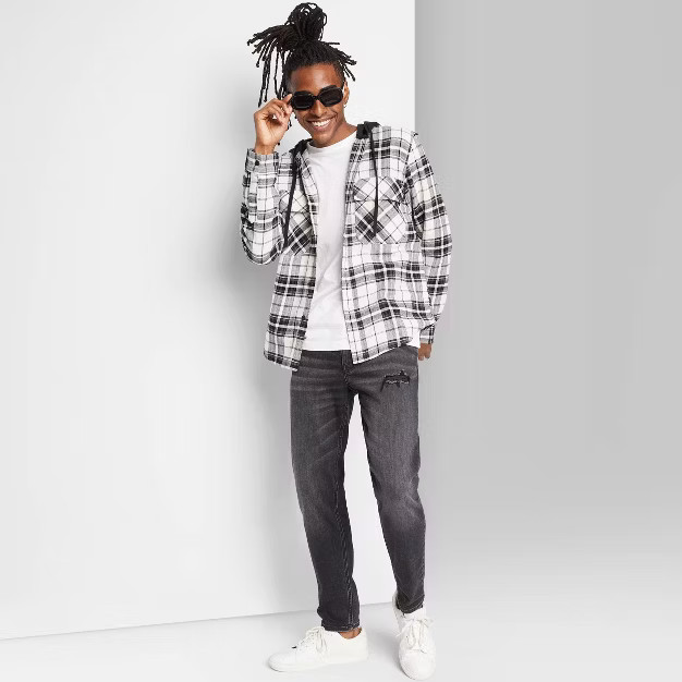 Adult Woven Checked Hooded Button-Down Shirt - Original Use™ | Target