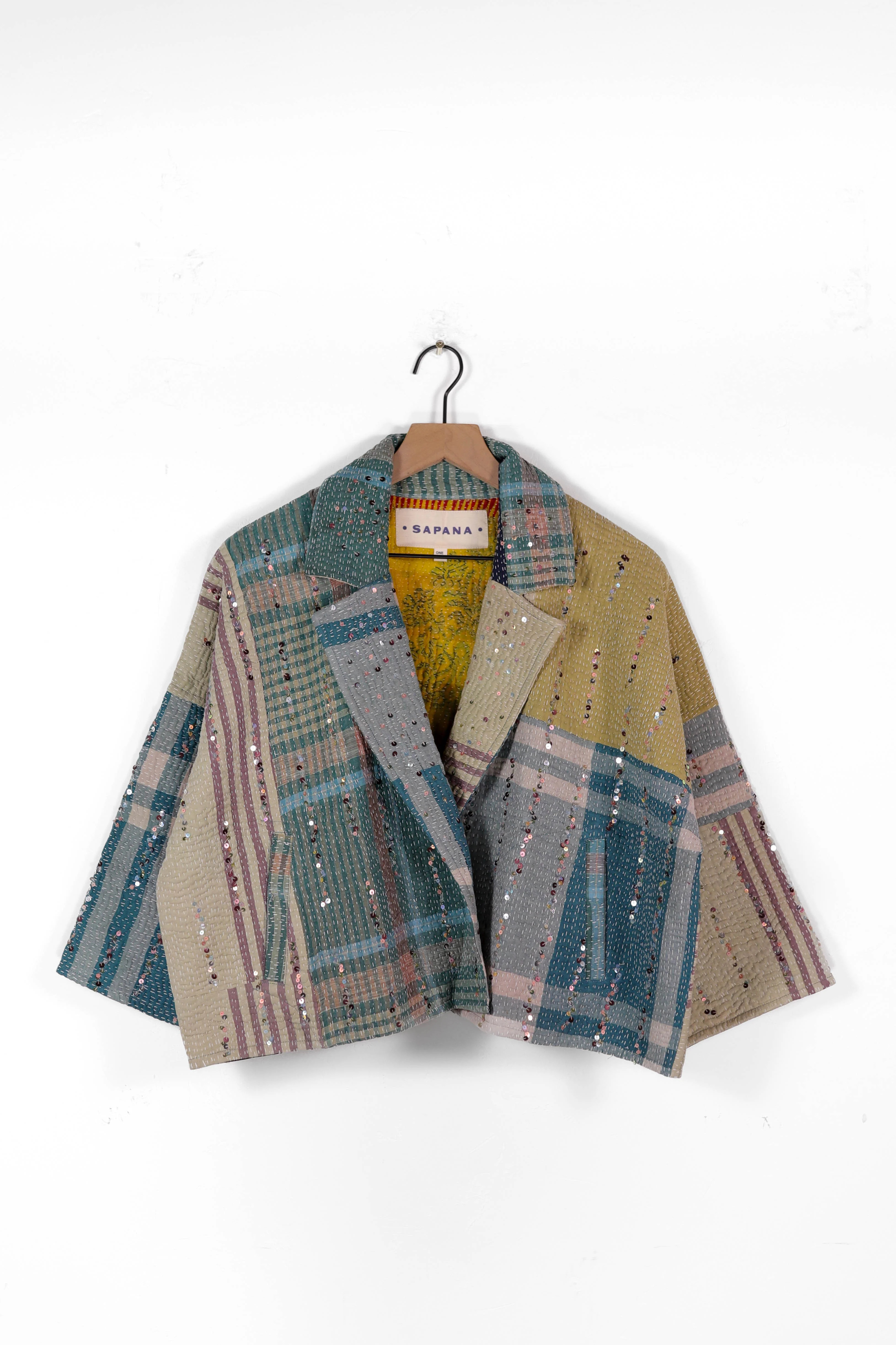 Vintage Kantha Blanket Coat The Round Top Blanket Coat | Sapana