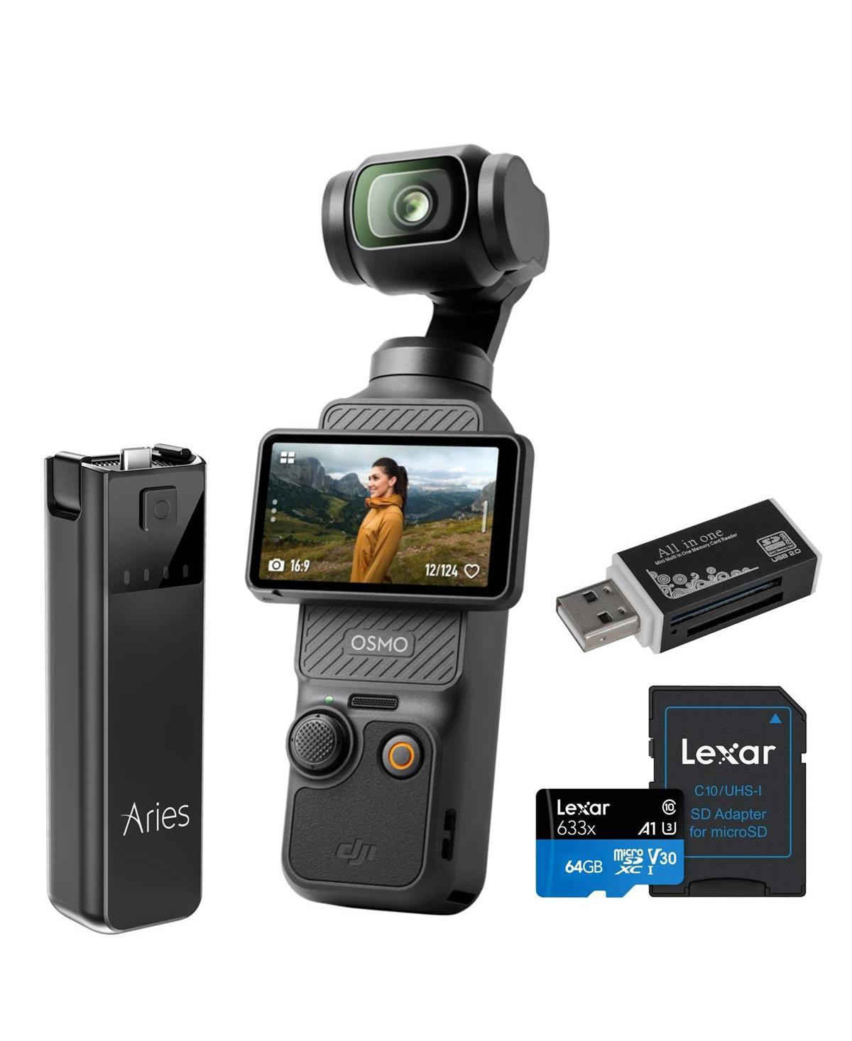 Dji Osmo Pocket 3 Gimbal Camera, Bundle with Power Bank, Carry Case, Screen Protector, 64GB Memory Card and Card Reader - Black | Macy's
