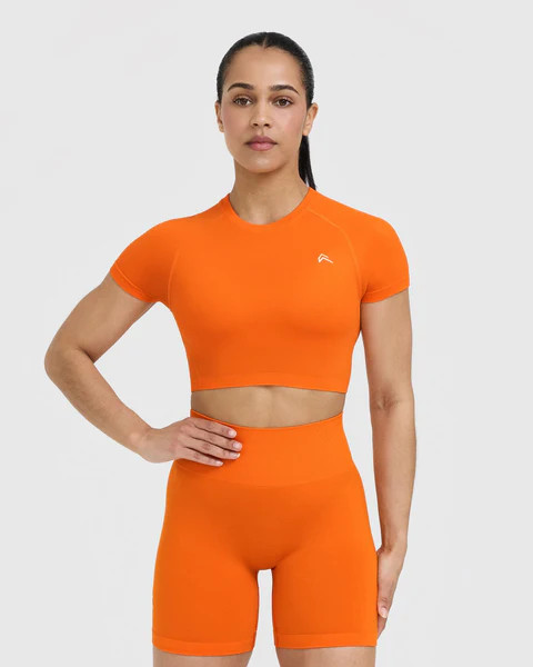 Go To Seamless Fitted Crop Top 
 Flame Orange | Oner Active (UK / US)
