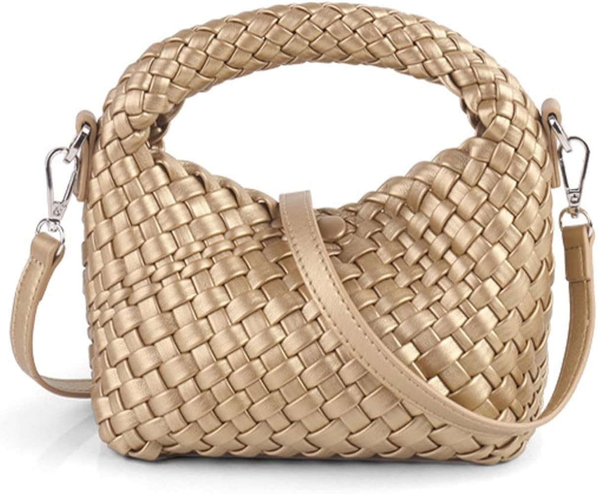 Women Woven Tote Small Crossbody Bag, Weave Quilted Purse Square Shoulder Bag Woven Handbag with ... | Amazon (US)