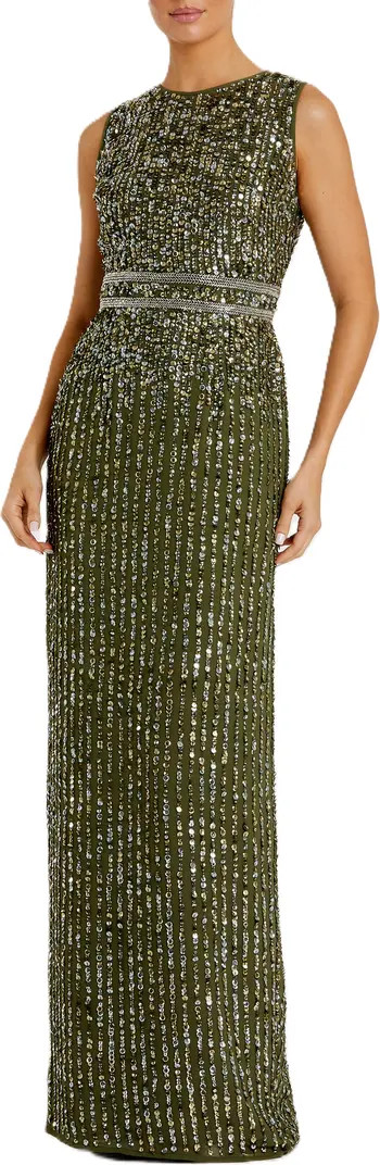 Mac Duggal Sequined High Neck Sleeveless Column Gown | Nordstrom | Nordstrom