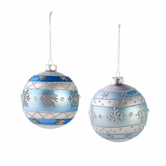 Blue & Silver Glass Ball Ornament Set | Caitlin Wilson Design