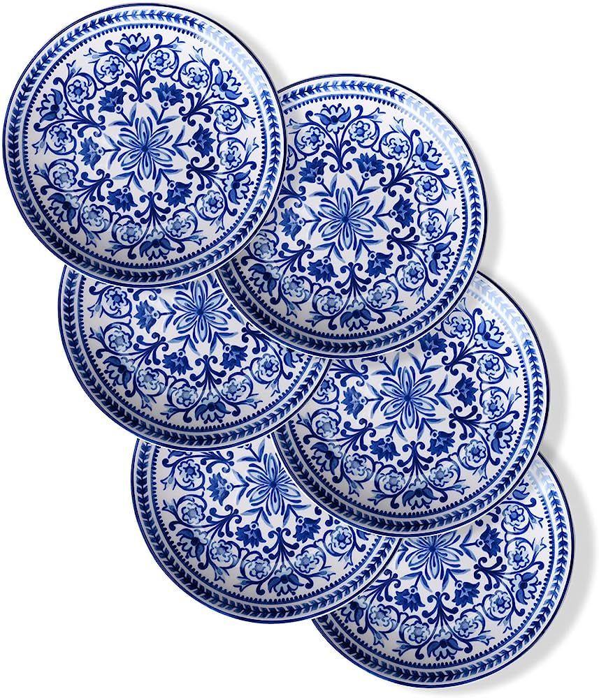 Sonemone Blue Floral Dessert Plates, Set of 6, 6 Inch Small Appetizer Plates, for Cake, Snacks, I... | Amazon (US)