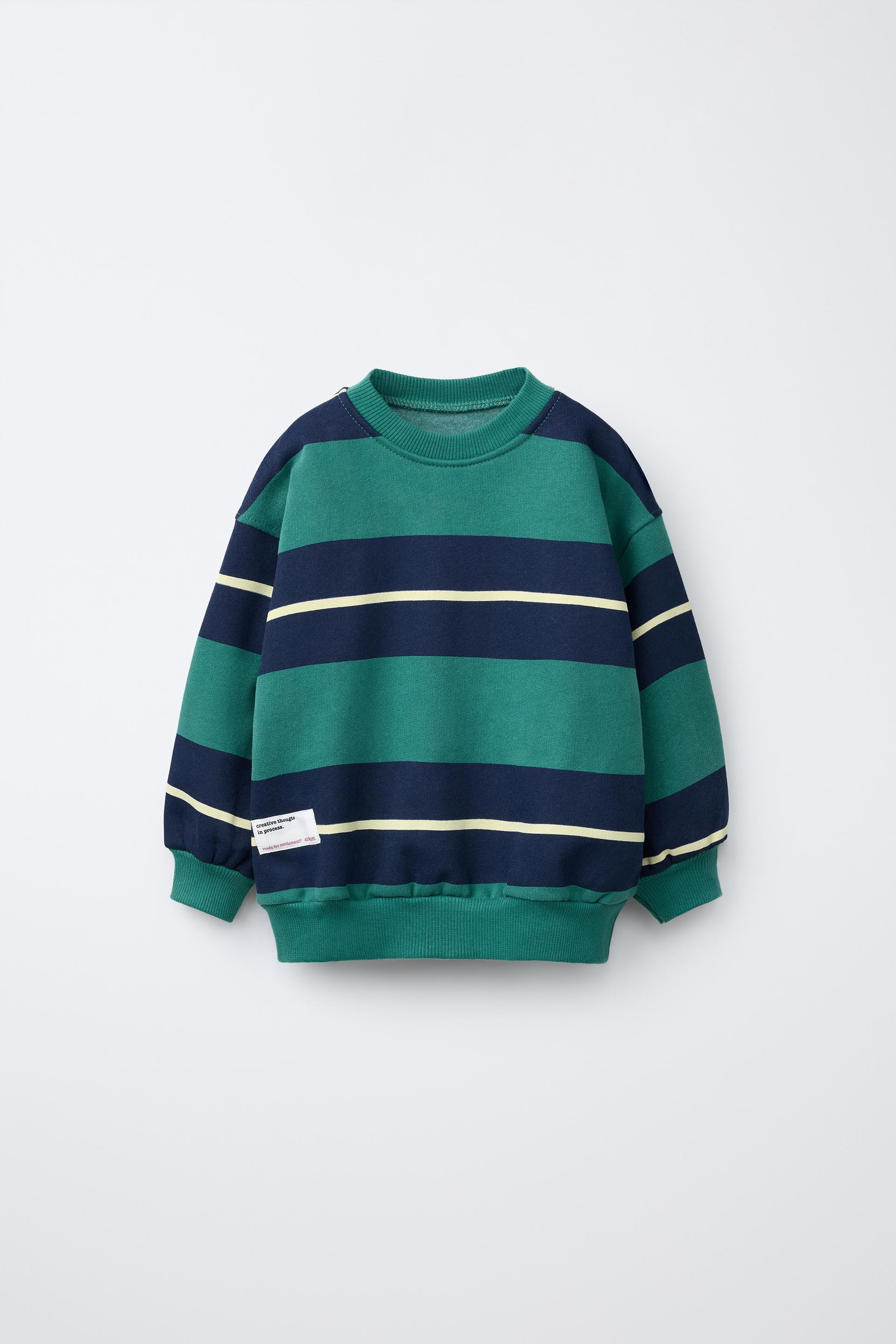 Zara - Striped Sweatshirt - Bottle Green - 3 Years (38,6 Inches) - Kids | Zara US