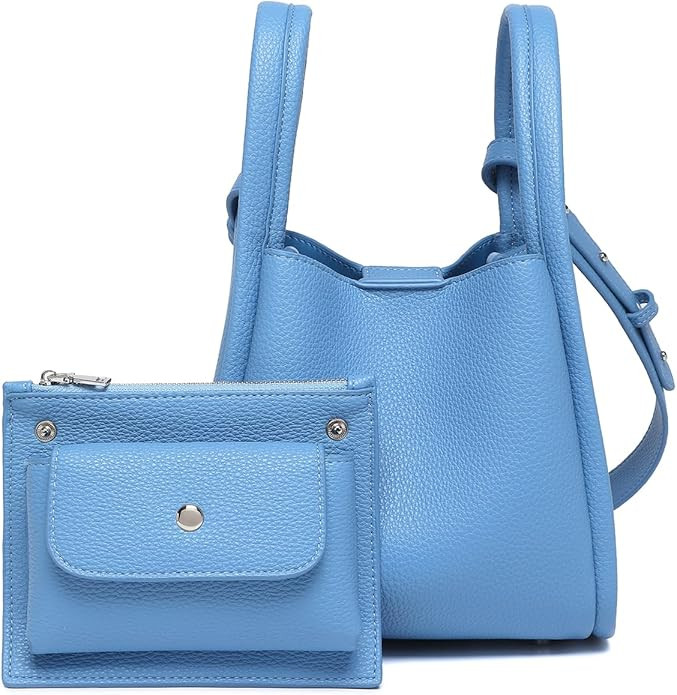 Mini Crossbody Purse - Small Faux Leather Bucket Bag for Women with Zipper Top Handle Adjustable ... | Amazon (US)