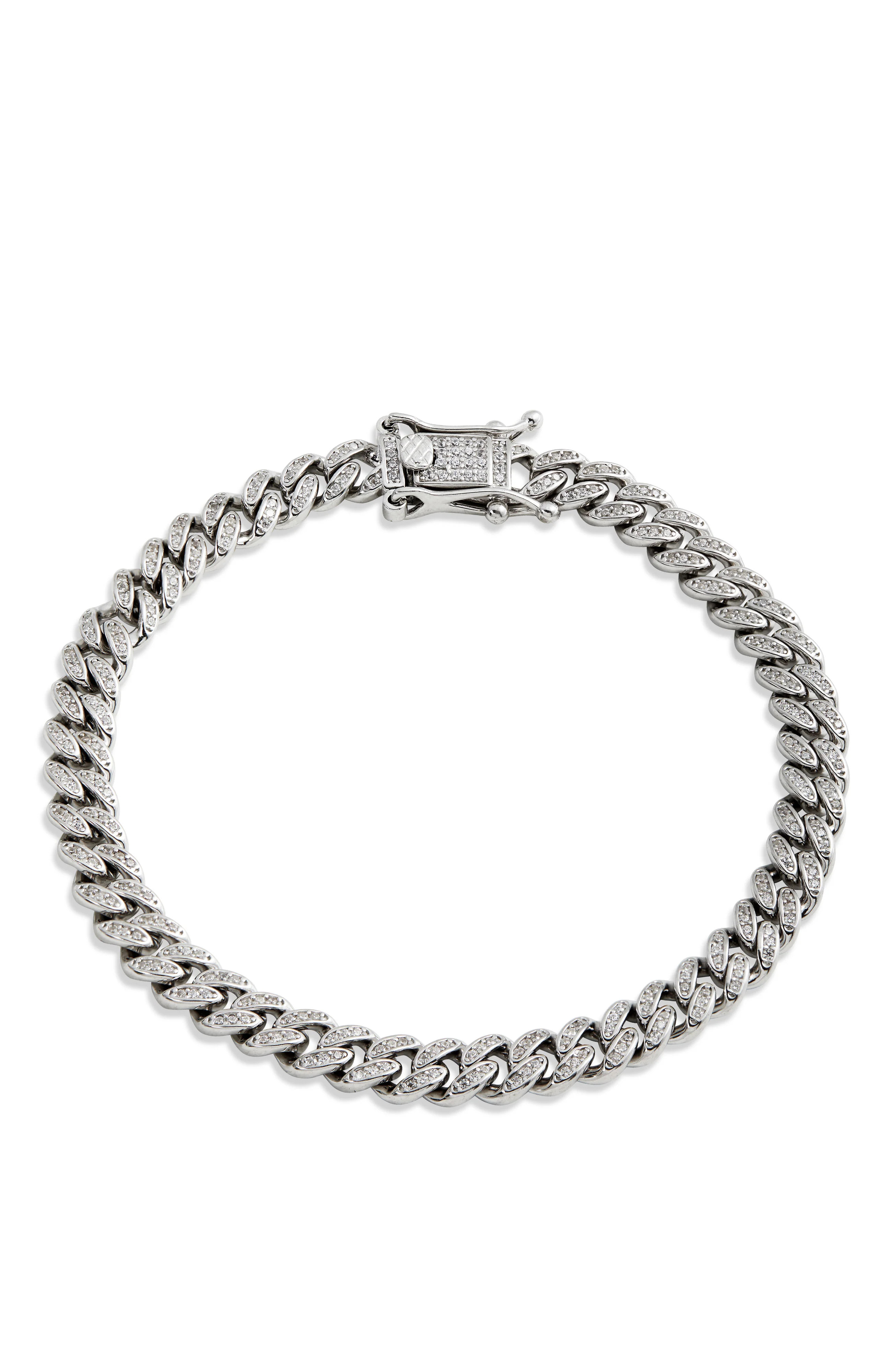 7.5" 18K Gold Pl. Cuban Link CZ Br. | Shop Simon