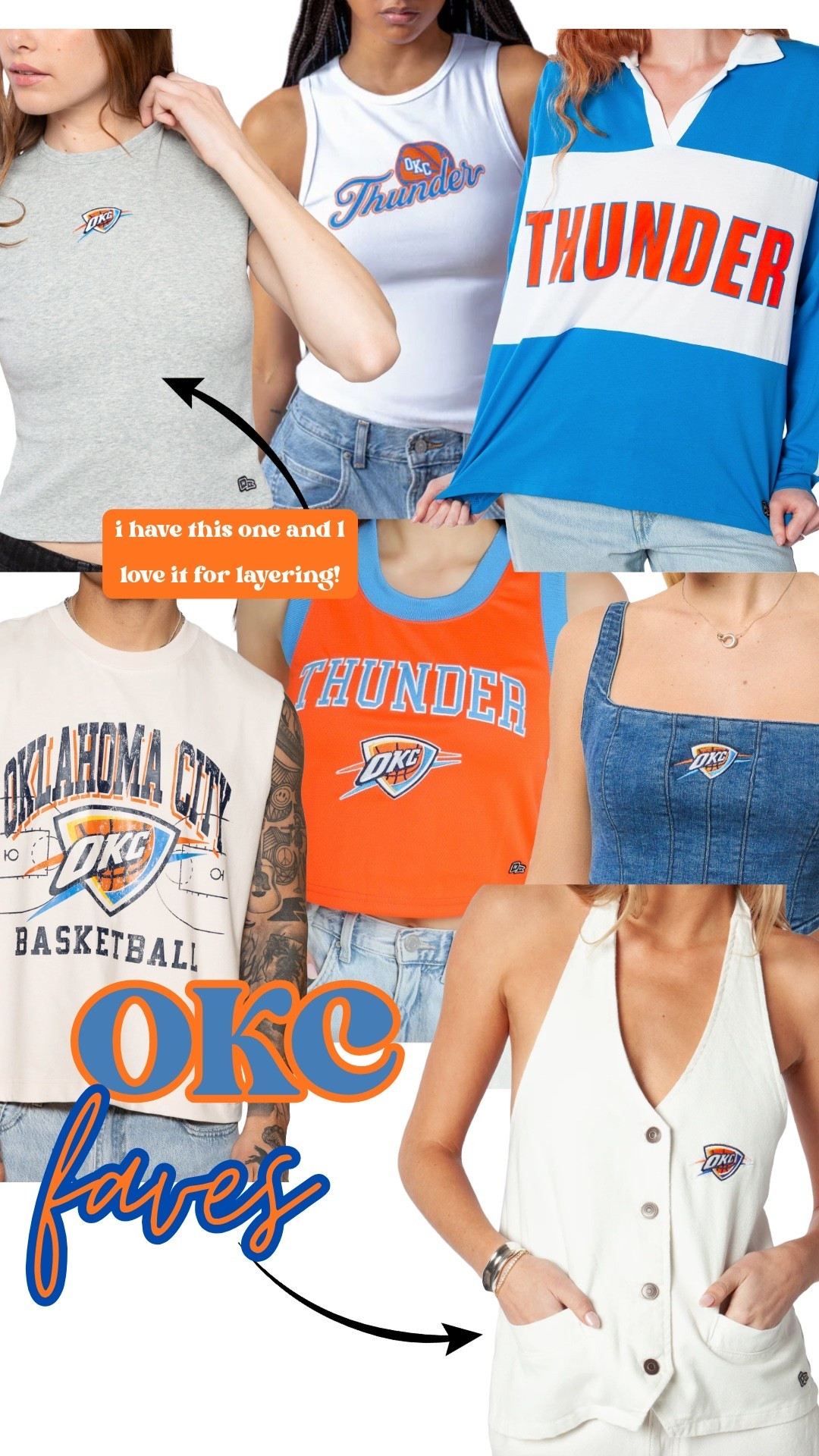 The absolute cutest site for NBA pieces! (All professional sports too) I love how these are elevated styles while still sporting a logo! #nba #okcthunder #gamedayfit