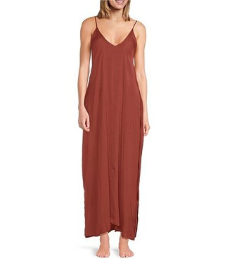 Van Winkle & Co. Solid Washed Satin Sleeveless V-Neck Maxi Chemise | Dillard's | Dillard's