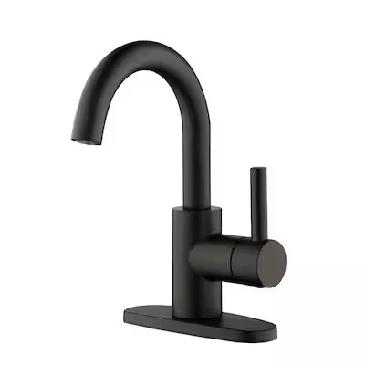 allen + roth Harlow Matte Black 1-Handle 4-in centerset WaterSense Bathroom Sink Faucet with Drai... | Lowe's