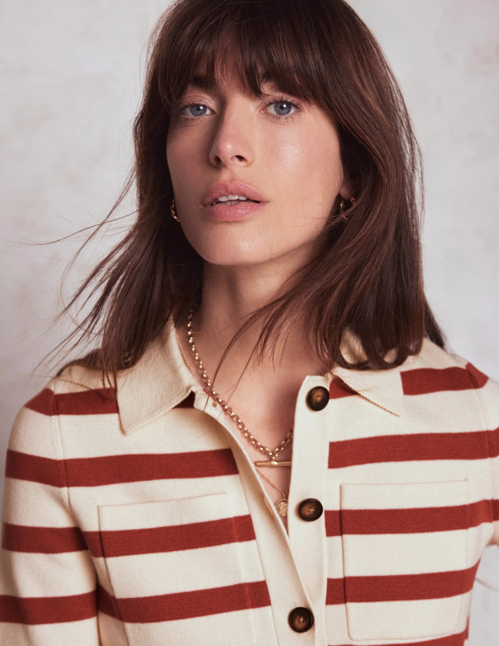 Astrid Knitted Shirt-Warm Ivory, Terracotta | Boden (US)