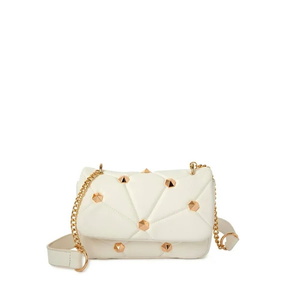 BeCool Women's Adult Studded Quilted Crossbody Handbag White | Walmart (US)