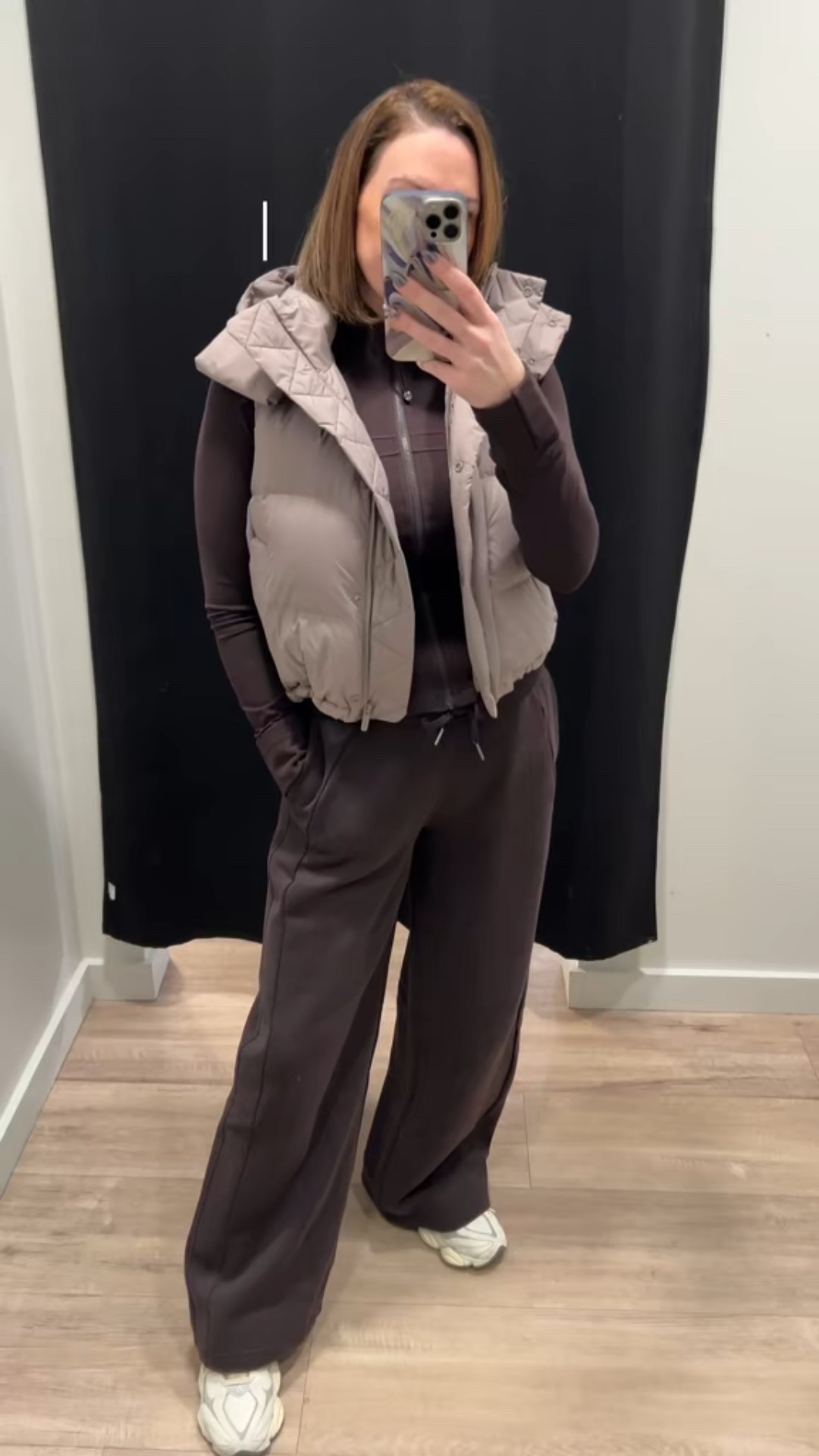 Pairing the scuba wide leg pants with a define jacket! I’m wearing a size 10 in the jacket and large in the bottoms. They’re comfy! The wuderpuff vest runs large, I’m wearing a size 4. 

#LTKActive #LTKootd #LTKMidsize