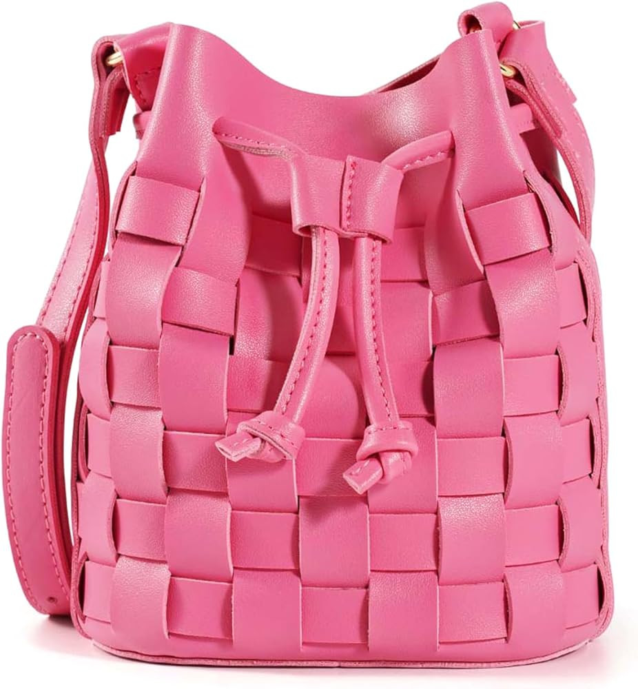 TIJN Tote Bag for Women, Mini Bucket Crossbody Top-Handle Vegan Leather Small Sized Retro Handbag... | Amazon (US)