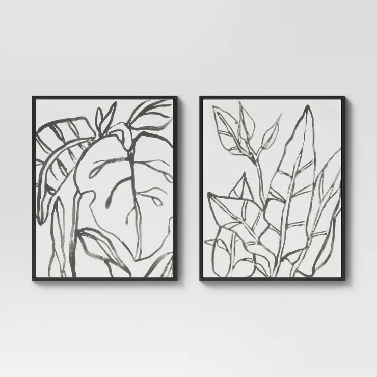 24" x 30" Botanical Sketch Framed Wall Canvas White/Black - Project 62™ | Target