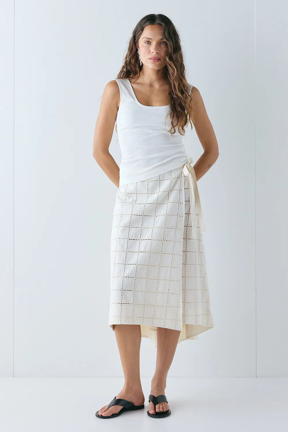 Lucille Anglaise Midi Skirt Cream | VRG Grl