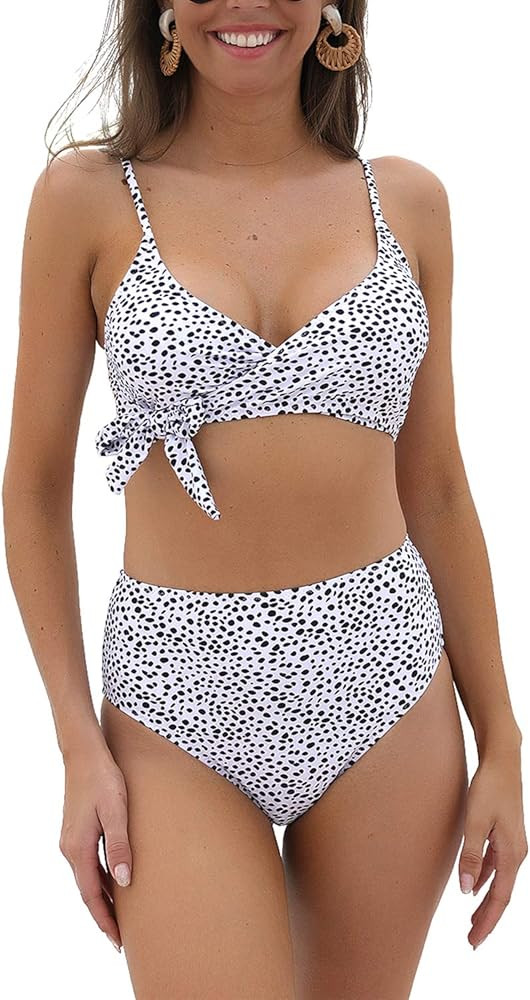 Blooming Jelly Womens High Waisted Bikini Sets Tie Knot High Rise Two Piece Swimsuits Bathing Sui... | Amazon (US)