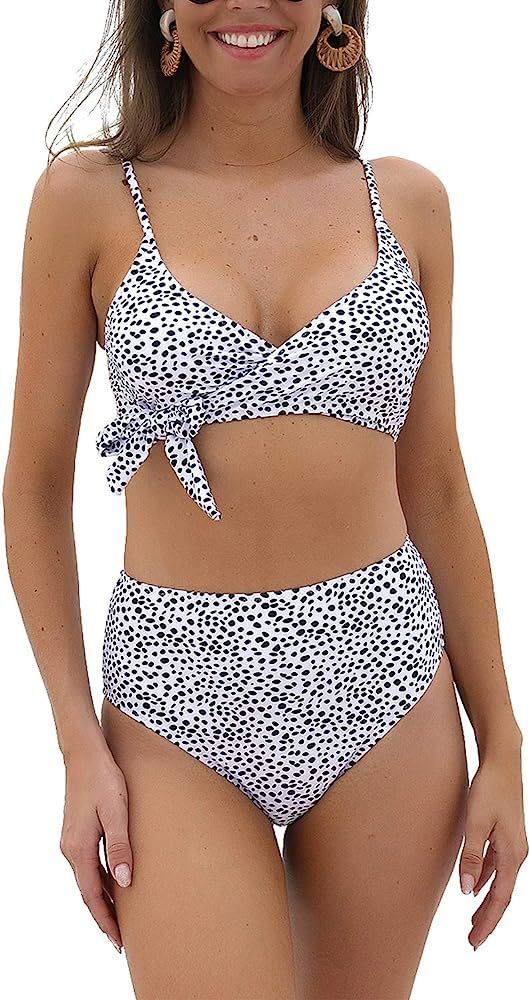 Blooming Jelly Womens High Waisted Bikini Sets Tie Knot High Rise Two Piece Swimsuits Bathing Sui... | Amazon (US)