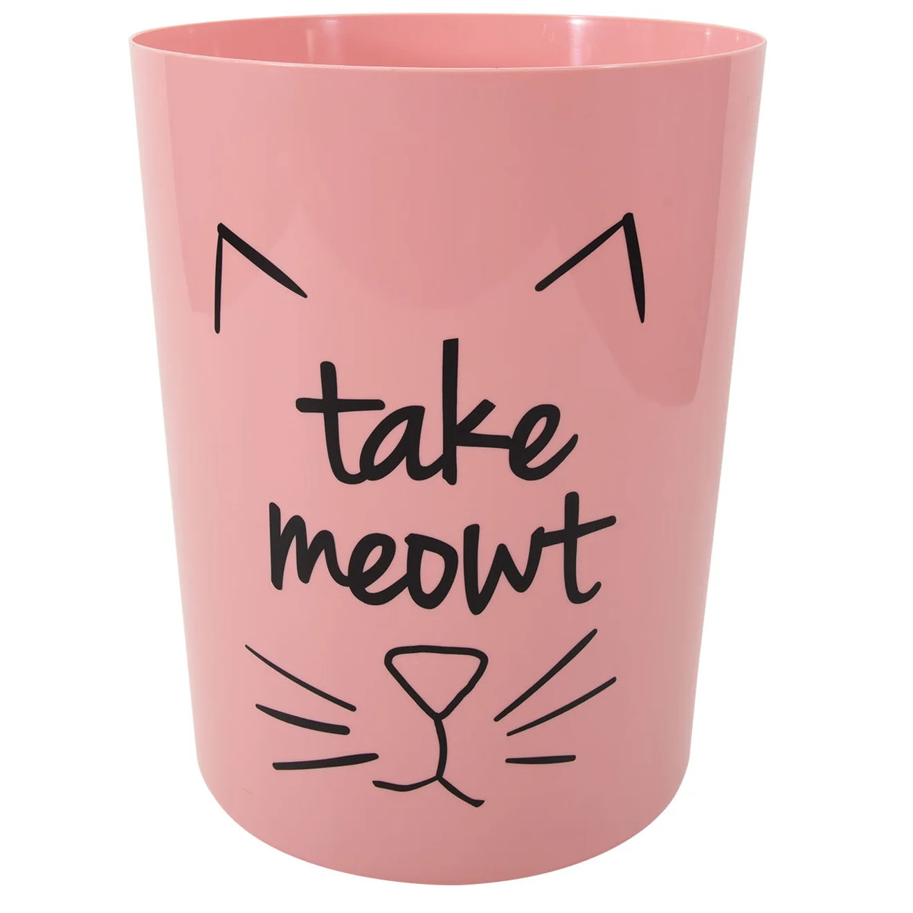 Mainstays 5 Gallon Trash Can, Plastic Office Trash Can, Pink Take Meowt - Walmart.com | Walmart (US)