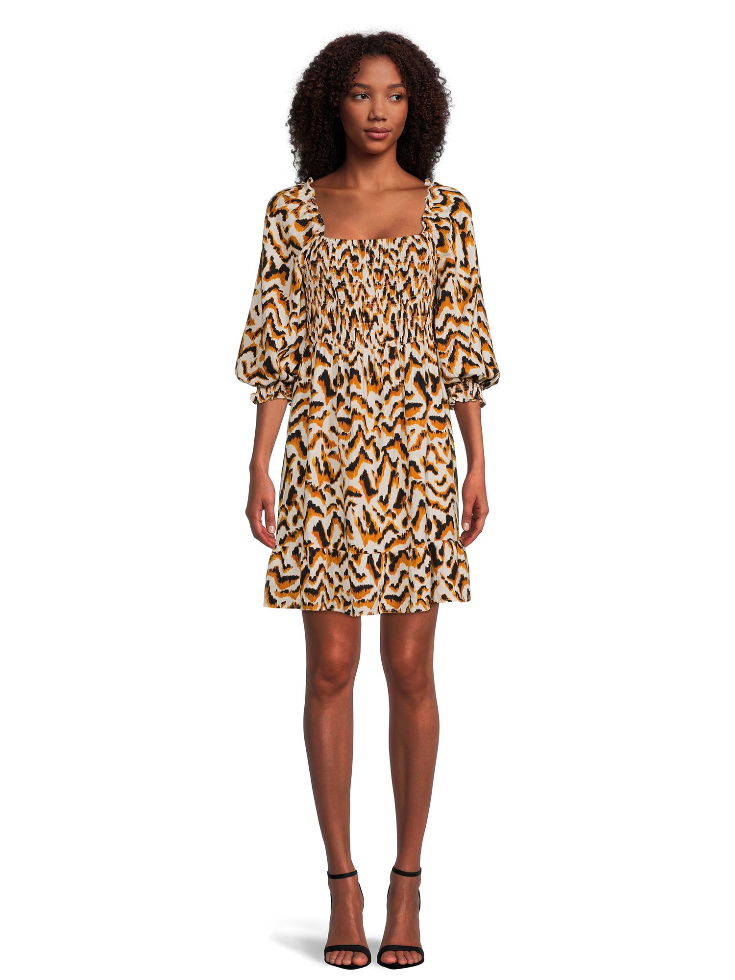 The Get Women’s Long Sleeve Square Neck Mini Dress, Sizes XS-XXXL - Walmart.com | Walmart (US)