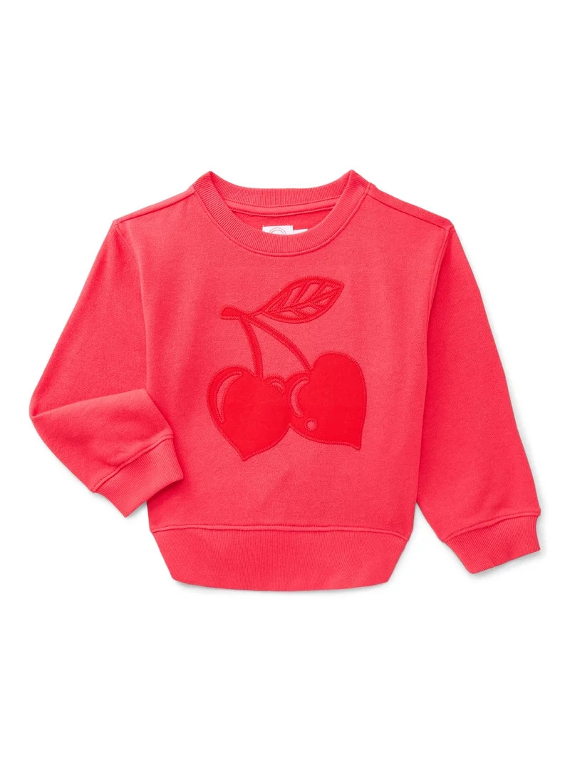 Wonder Nation Toddler Girls Fleece Crewneck Top with Long Sleeves, Sizes 12M-5T | Walmart (US)