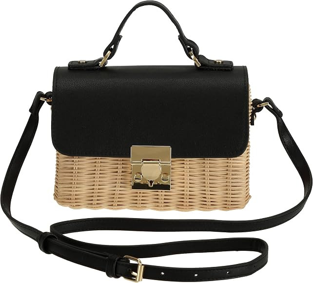 So'each Women's Handbag Wicker Square Rattan Bamboo Bag Woven Crossbody Bag | Amazon (US)