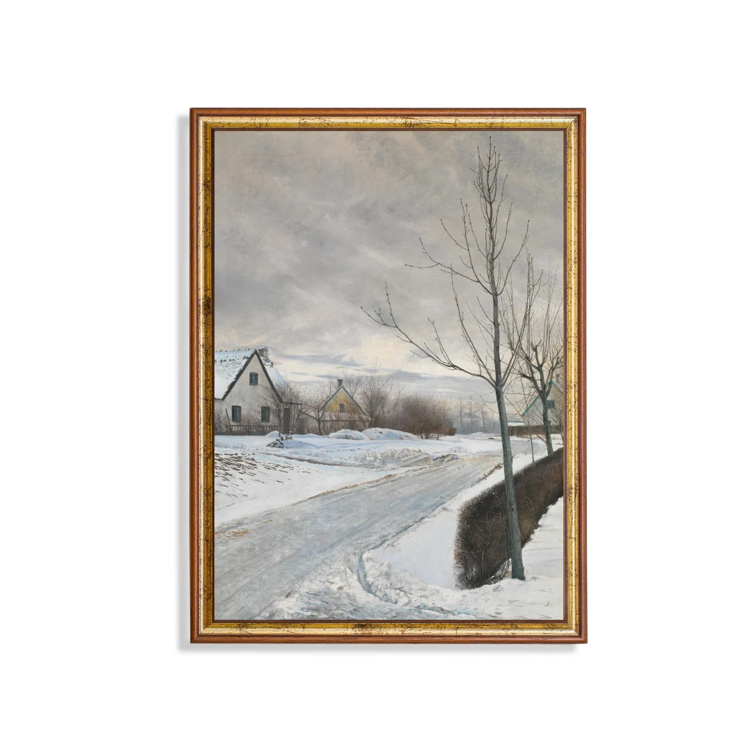 Printed and Shipped Vintage Winter Landscape Painting Antique Snowy Landscape Rustic Winter Scene... | Etsy (US)