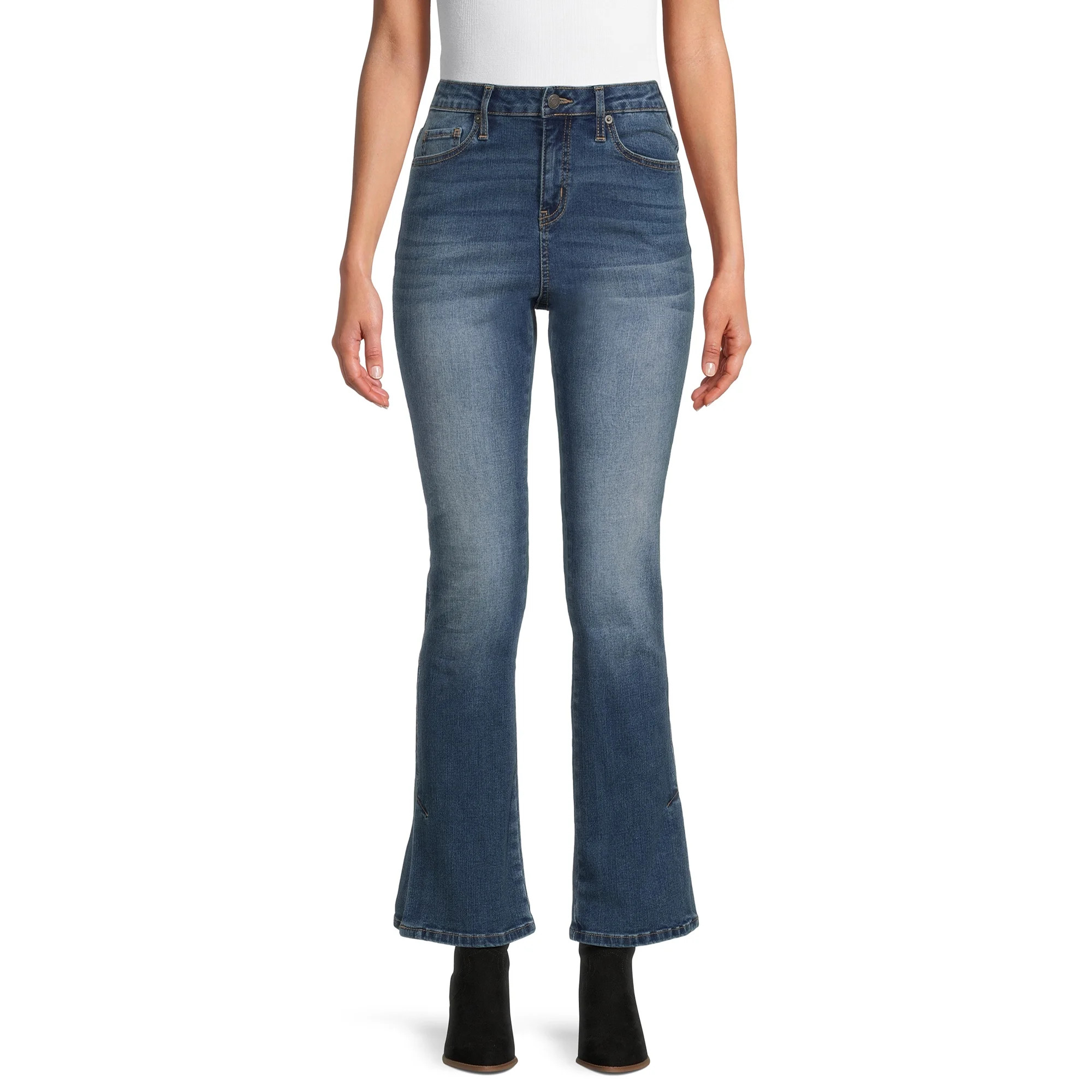 Time and Tru Women's Mid Rise Bootcut Jeans, 31" Inseam | Walmart (US)
