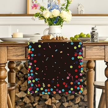Artoid Mode Polka Dot Black Happy Birthday Table Runner, Seasonal Kitchen Dining Table Decoration... | Amazon (US)
