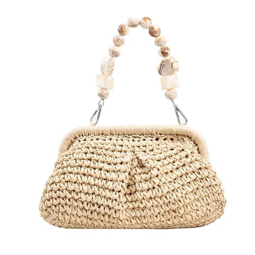 Extolove Straw Clutch Purses for Women, Summer Woven Dumpling Bag Straw Beach Clutch Handbags (Beige) | Amazon (US)