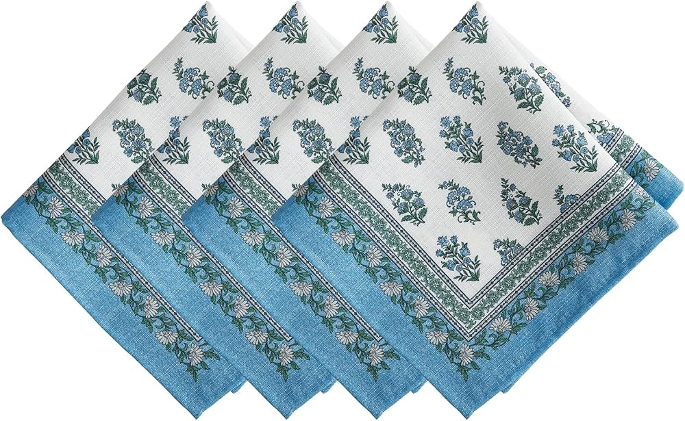 Elrene Home Fashions Tropez Paisley Block Print Coastal Stain & Water Resistant Indoor/Outdoor Cl... | Amazon (US)