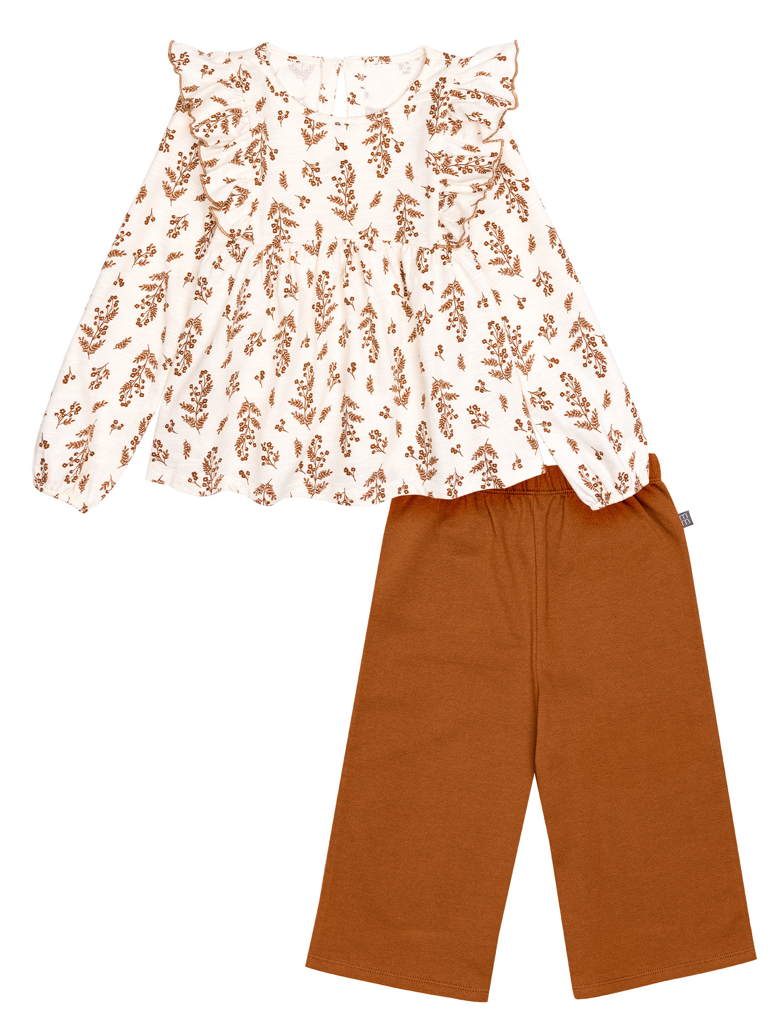 Modern Moments by Gerber Toddler Girl Ruffles Top and Wide Leg Pant Set, 2-Piece, Sizes 12 Months... | Walmart (US)