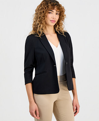 Petite Ponté-Knit Scrunch-Sleeve Blazer | Macy's