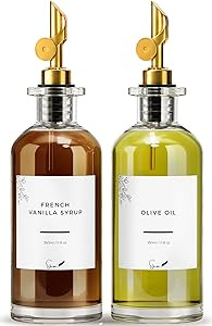 Apothecary Olive Oil Dispenser Bottle For Kitchen - Free Spout, 40 labels & Funnel - Coffee Syrup... | Amazon (US)