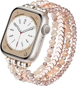 MOFREE Beaded Bracelet Compatible with Apple Watch Band 38mm/40mm/41mm Series 9/8/7/SE/6/5/4/3/2/... | Amazon (US)