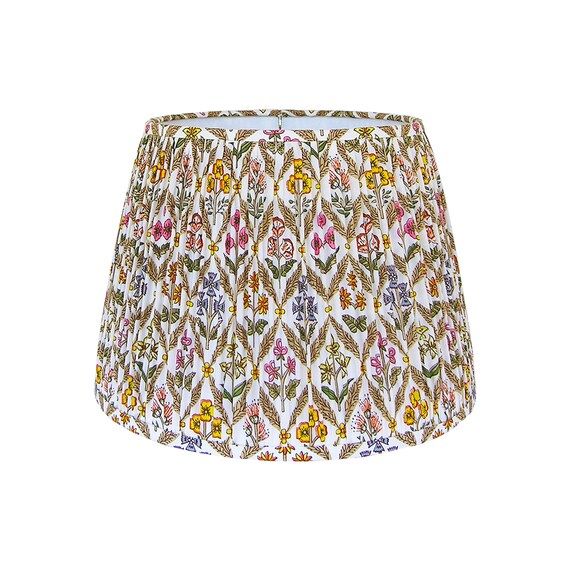 Colorful Floral Block Print Gathered Lamp Shade | Etsy (US)