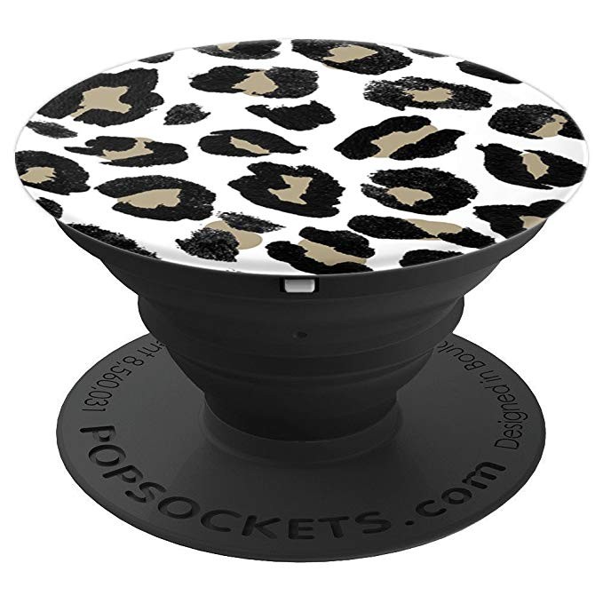 White Leopard Animal Print Pattern Pretty Glam Cheetah - PopSockets Grip and Stand for Phones and... | Amazon (US)