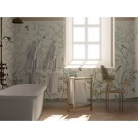 Nauzha White Silk Chinoiserie Wallpaper Mural, Vintage Wall Panels, Asian Art, Oriental Art - Life Cycle Si-025 | Etsy (US)