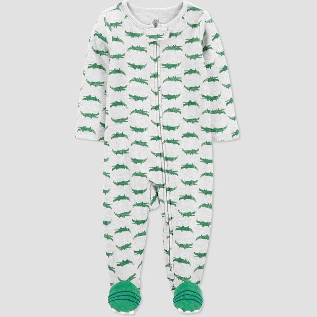 Baby Boys' Alligator Footed Pajama - Just One You® made by carter's Heather Gray | Target
